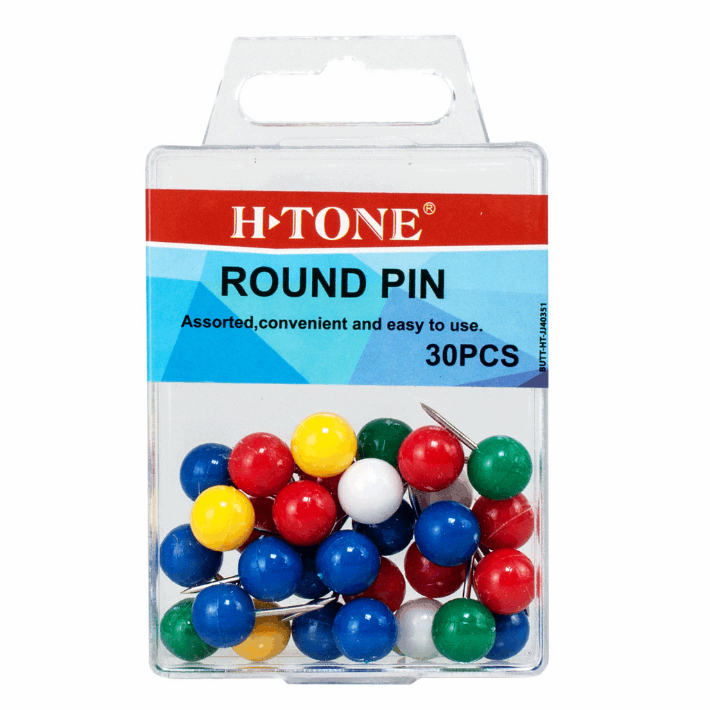 Кнопки-цвяшки кольорові круглі, 30 шт H-Tone (JJ40351)